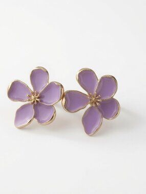 Brand New Purple Flower Stud Earrings